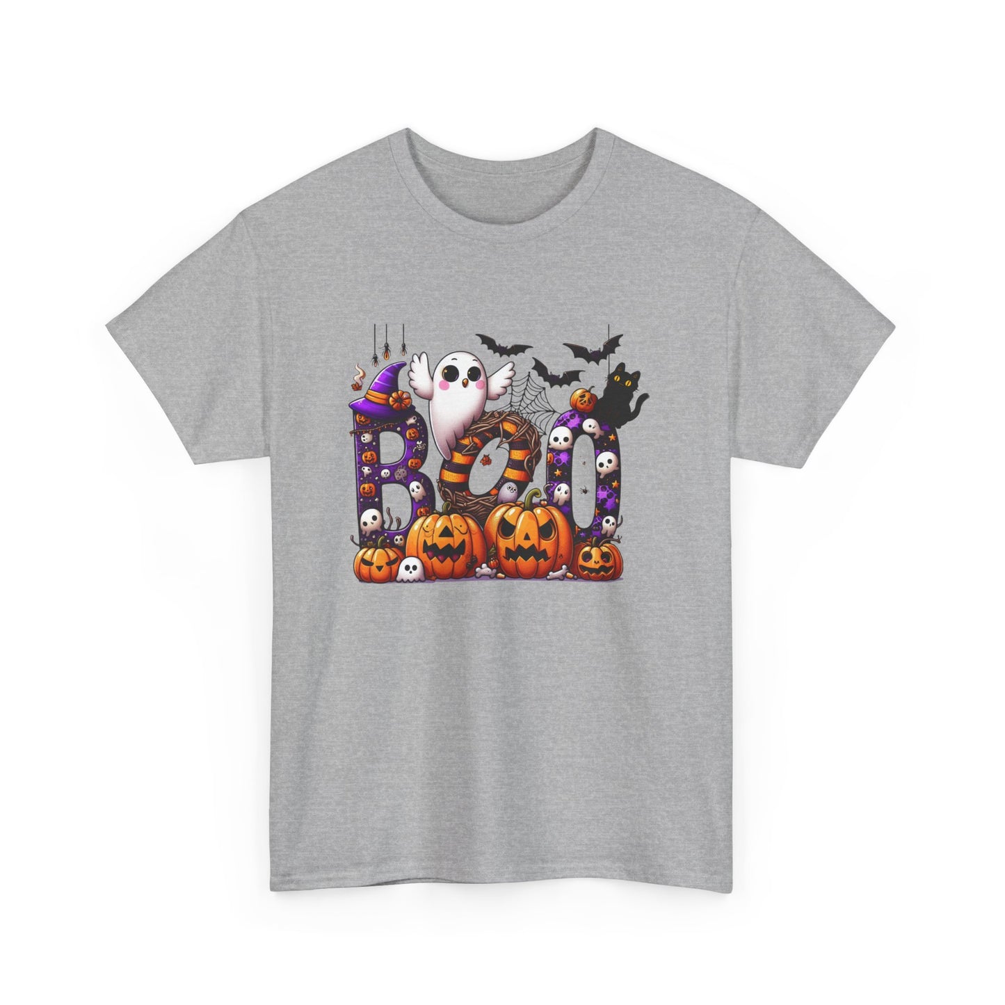 Halloween Boo Unisex Heavy Cotton Tee, Spooky T-Shirt, Fall Apparel, Halloween Costume Tee, Ghost Design Shirt, Pumpkin Graphic Tee