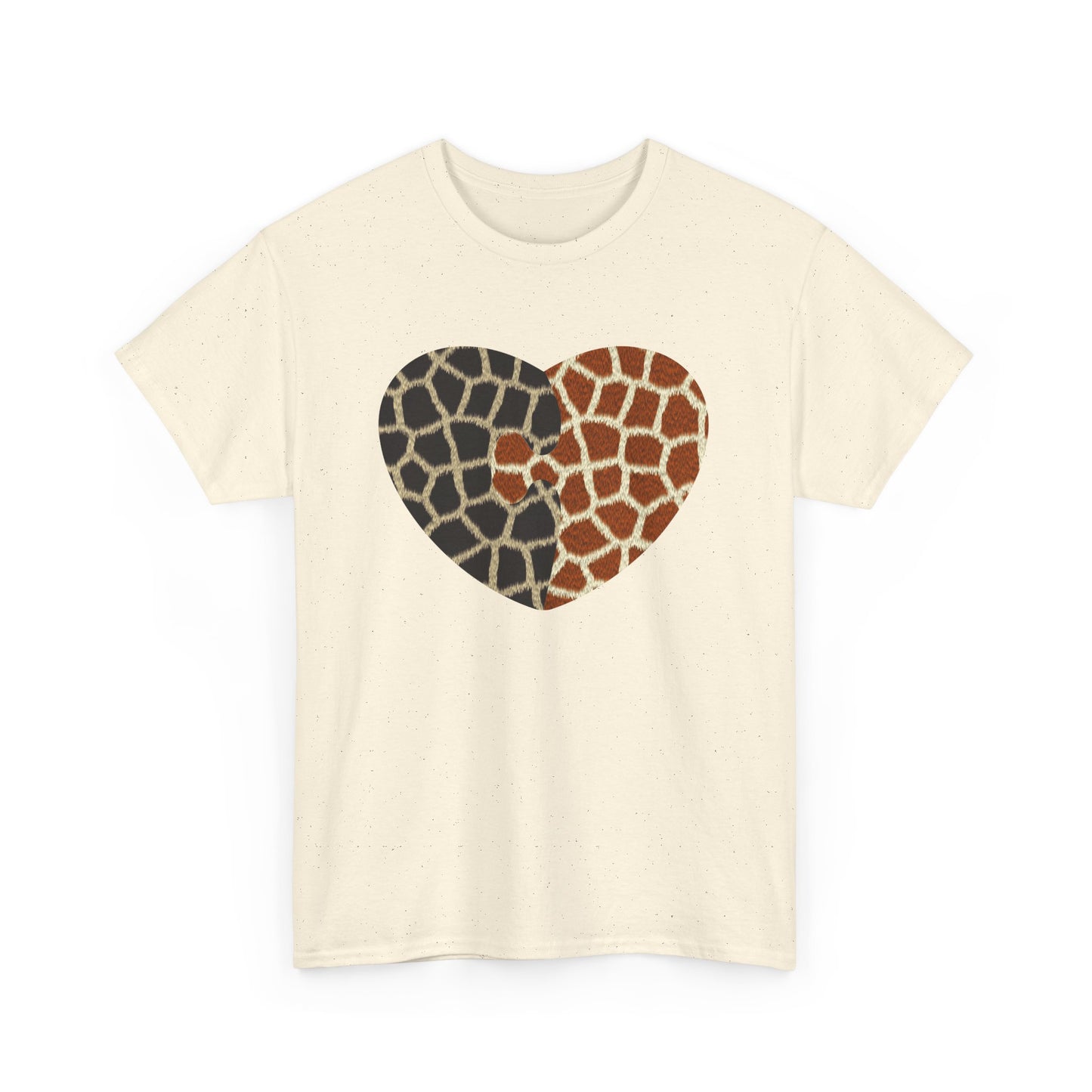 Giraffe Heart Art Tee for Animal Lovers, Casual Wear, Gift for Wildlife Enthusiasts, Unique T-Shirt for Any Occasion, Soft Heavy Cotton Tee