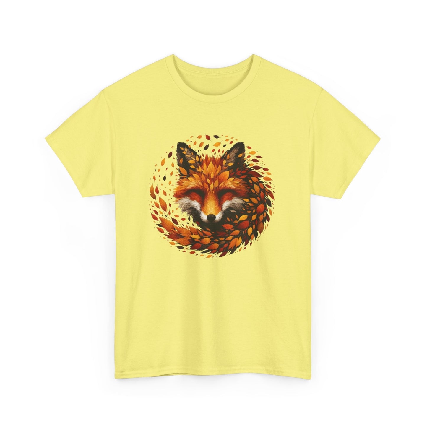 Fox Design Unisex Heavy Cotton Tee, Nature Lover Shirt, Animal Graphic Tee, Fall Apparel, Gift for Wilderness Enthusiasts