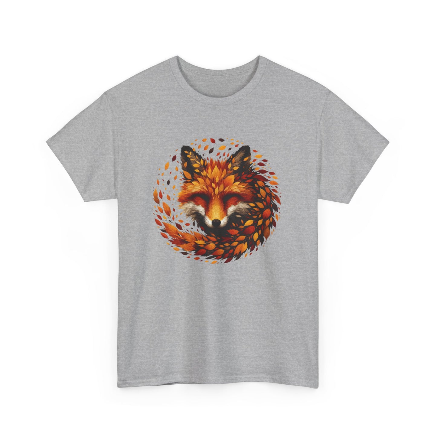 Fox Design Unisex Heavy Cotton Tee, Nature Lover Shirt, Animal Graphic Tee, Fall Apparel, Gift for Wilderness Enthusiasts