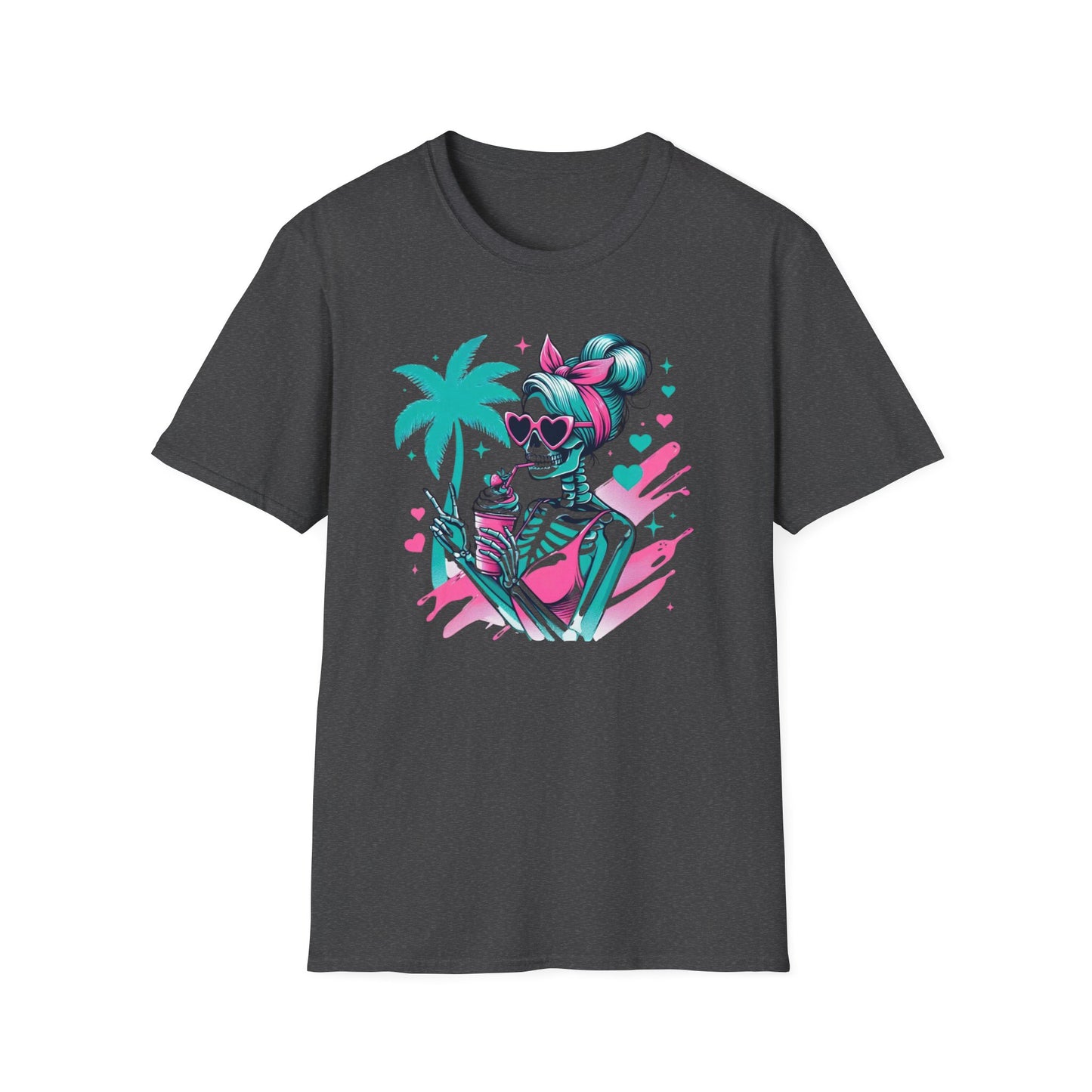 Vibrant Skeleton Beach Vibes T-Shirt, Summer Casual Tee, Tropical Holiday Shirt, Unisex Graphic Tee, Vacation Outfit