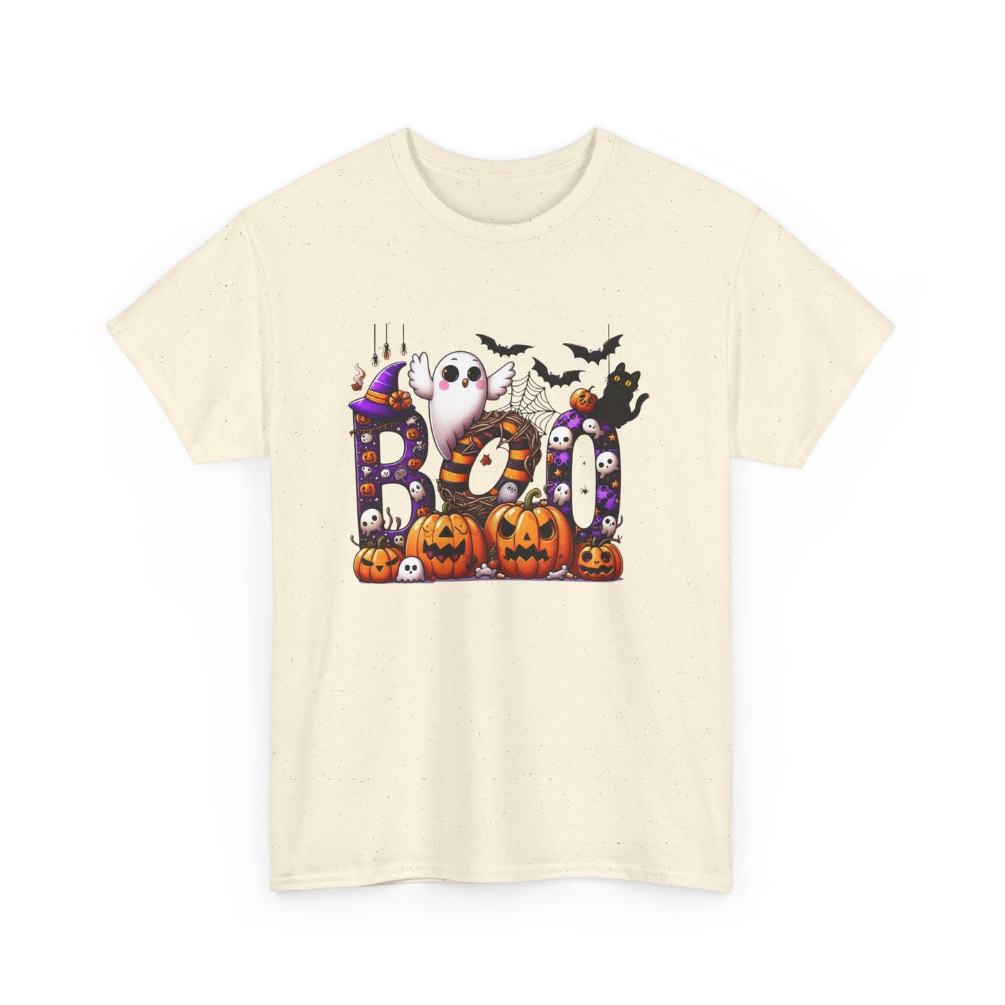 Halloween Boo Unisex Heavy Cotton Tee, Spooky T-Shirt, Fall Apparel, Halloween Costume Tee, Ghost Design Shirt, Pumpkin Graphic Tee
