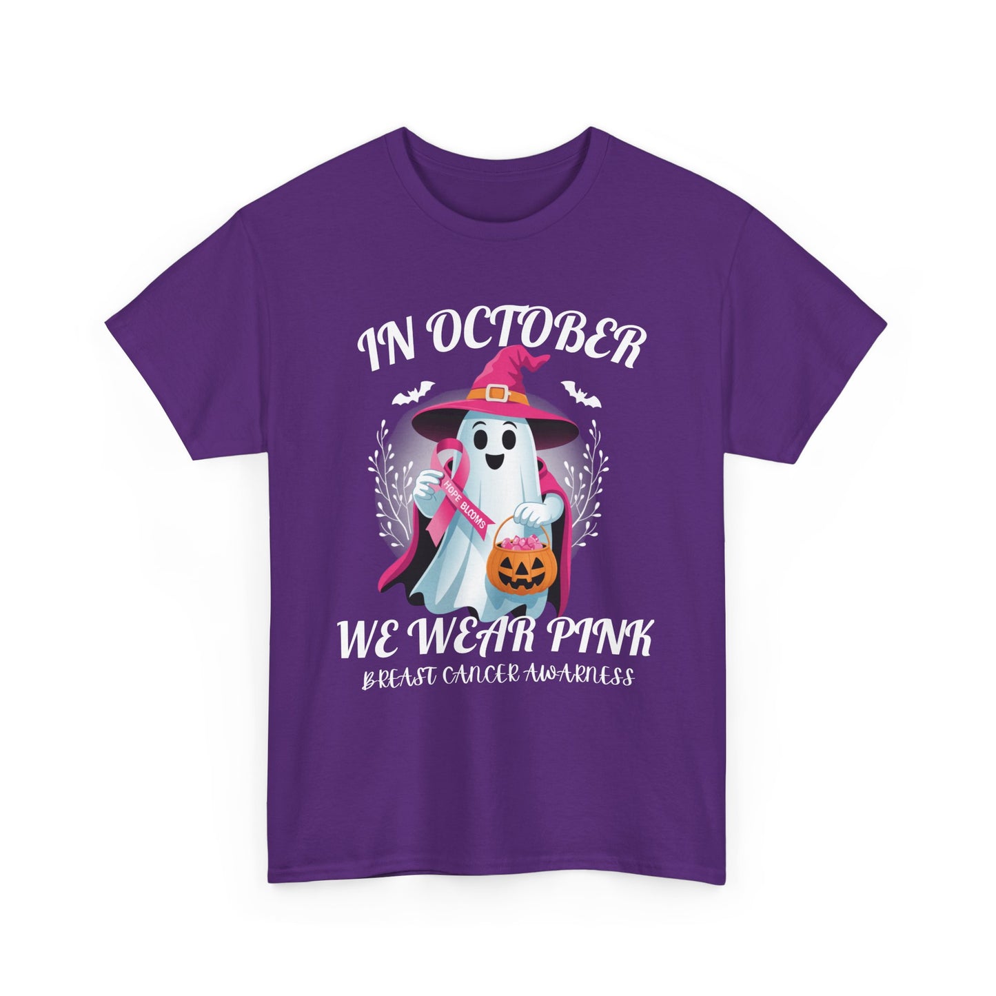 October Ghost Awareness Tee - Pink for Breast Cancer, Halloween Shirt, Unisex Tee, Gift for Awareness Month, Spooky Season Apparel