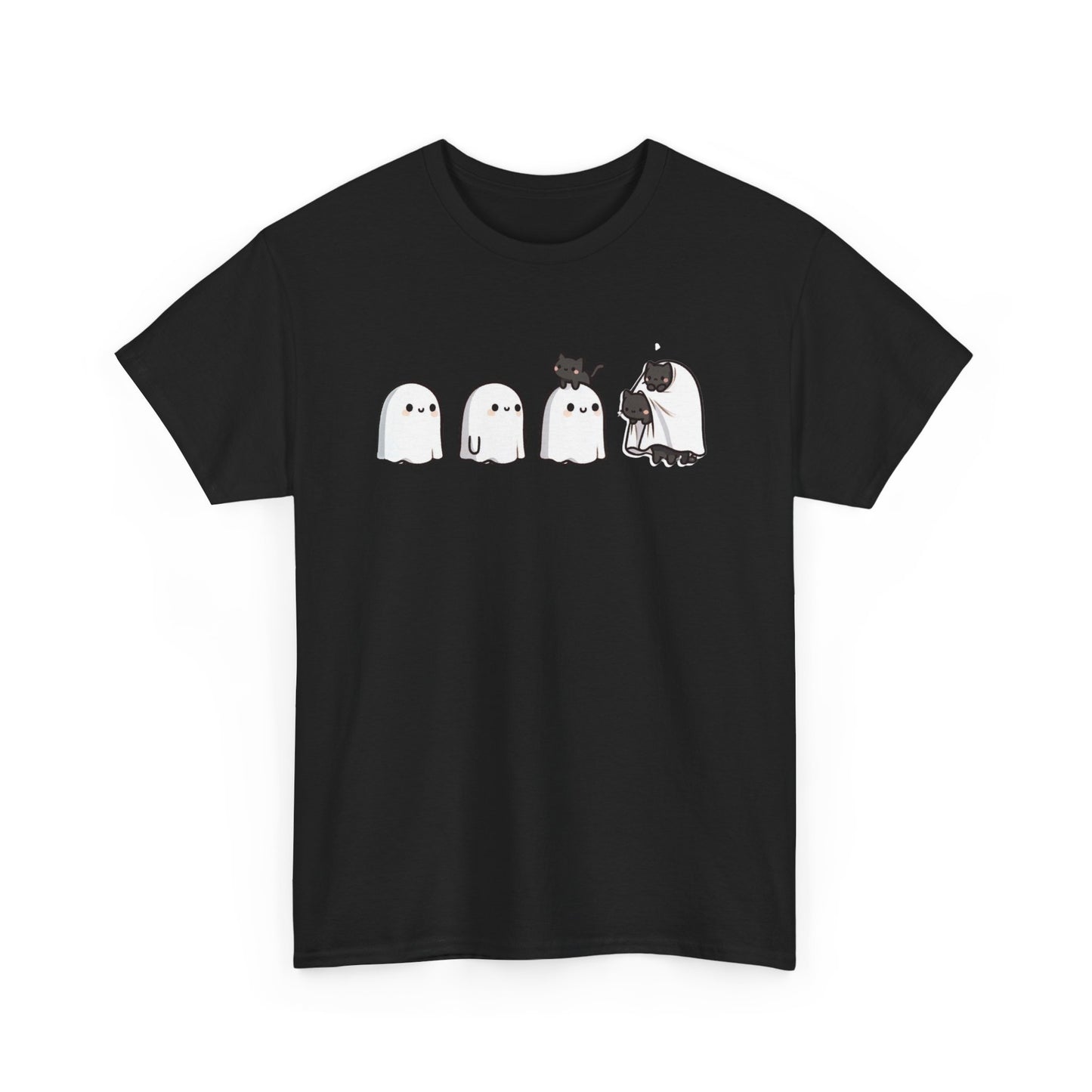 Cute Ghosts Unisex Heavy Cotton Tee, Halloween Shirt, Casual Everyday Wear, Gift for Ghost Lovers, Spooky Tee