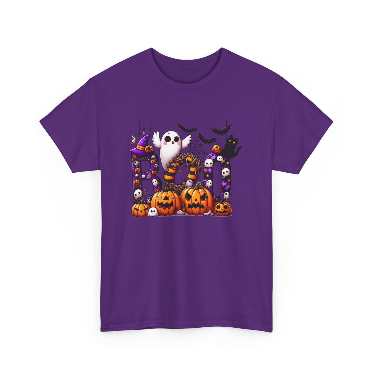 Halloween Boo Unisex Heavy Cotton Tee, Spooky T-Shirt, Fall Apparel, Halloween Costume Tee, Ghost Design Shirt, Pumpkin Graphic Tee