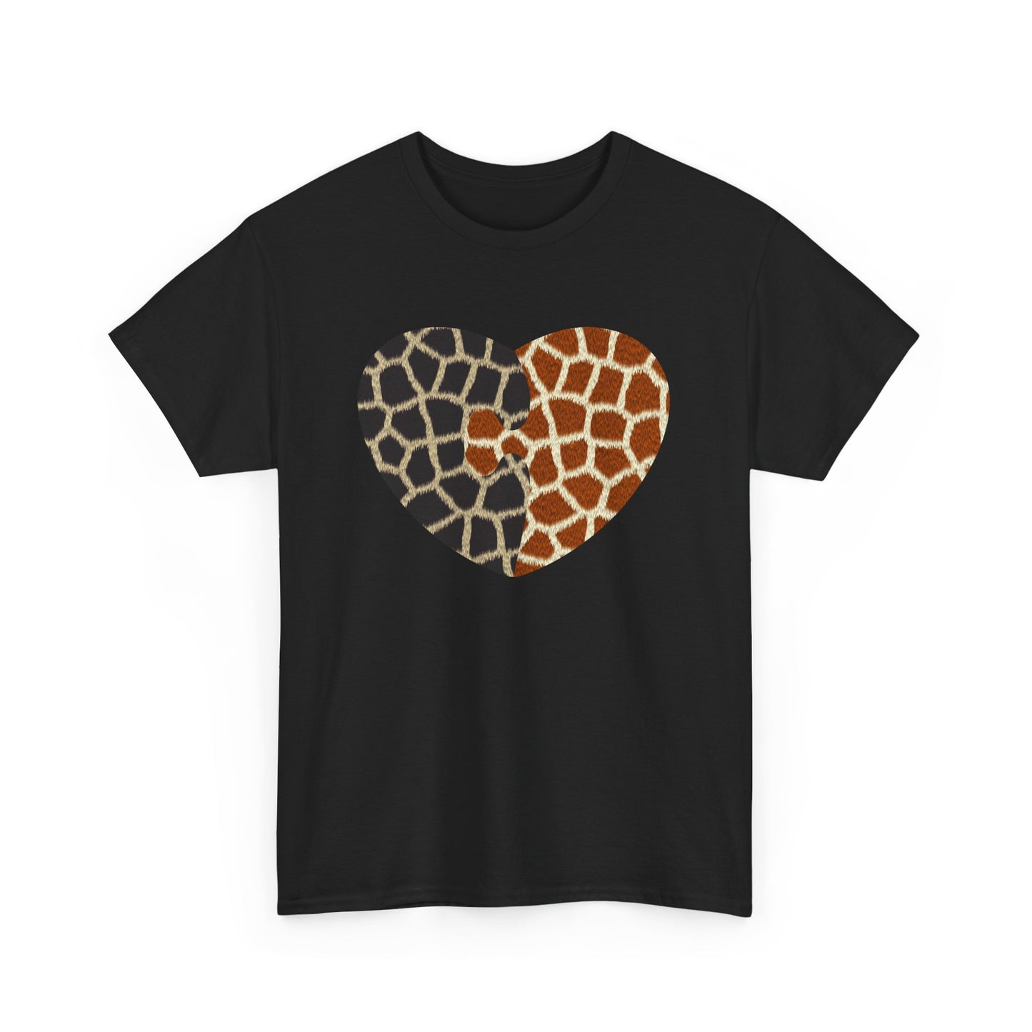 Giraffe Heart Art Tee for Animal Lovers, Casual Wear, Gift for Wildlife Enthusiasts, Unique T-Shirt for Any Occasion, Soft Heavy Cotton Tee