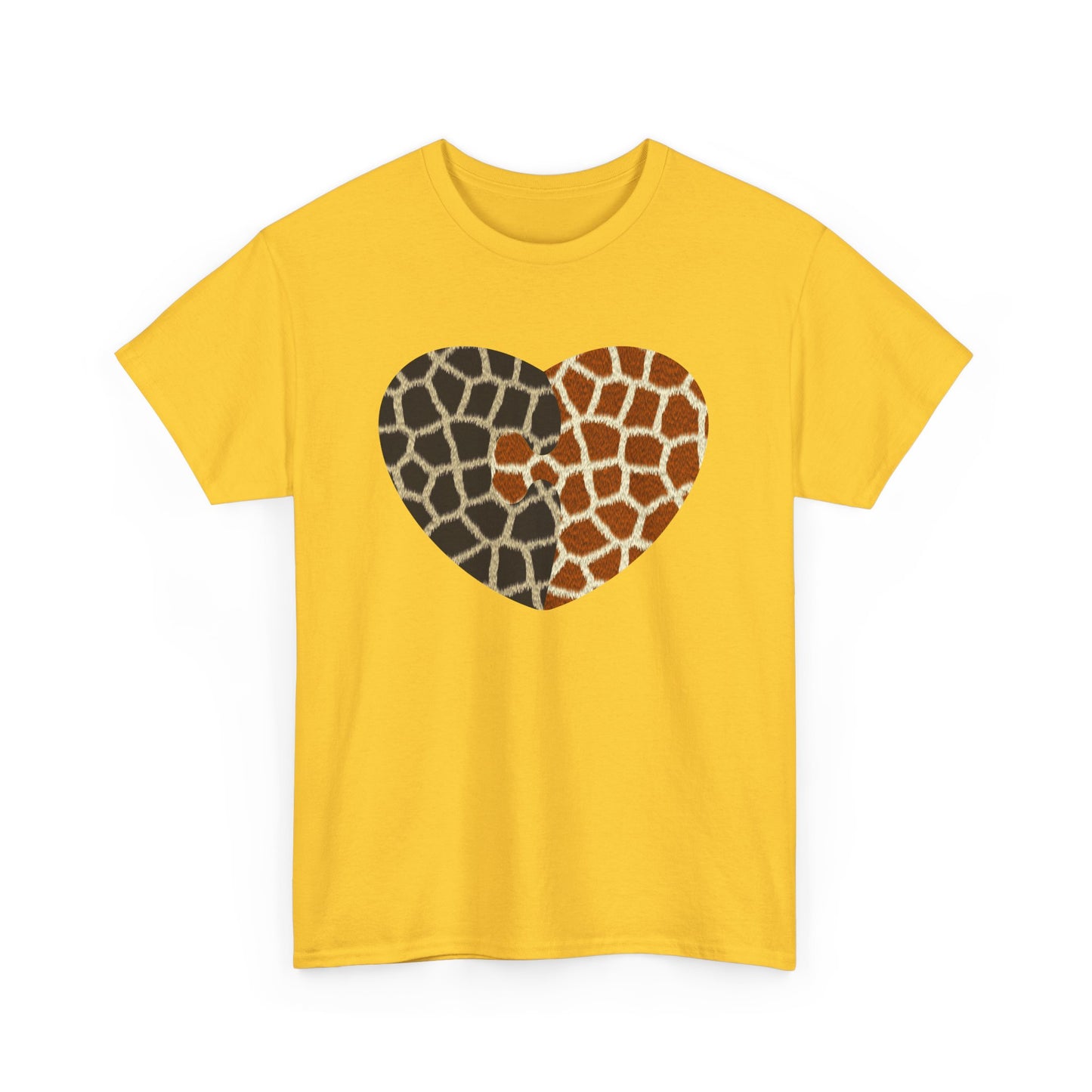 Giraffe Heart Art Tee for Animal Lovers, Casual Wear, Gift for Wildlife Enthusiasts, Unique T-Shirt for Any Occasion, Soft Heavy Cotton Tee