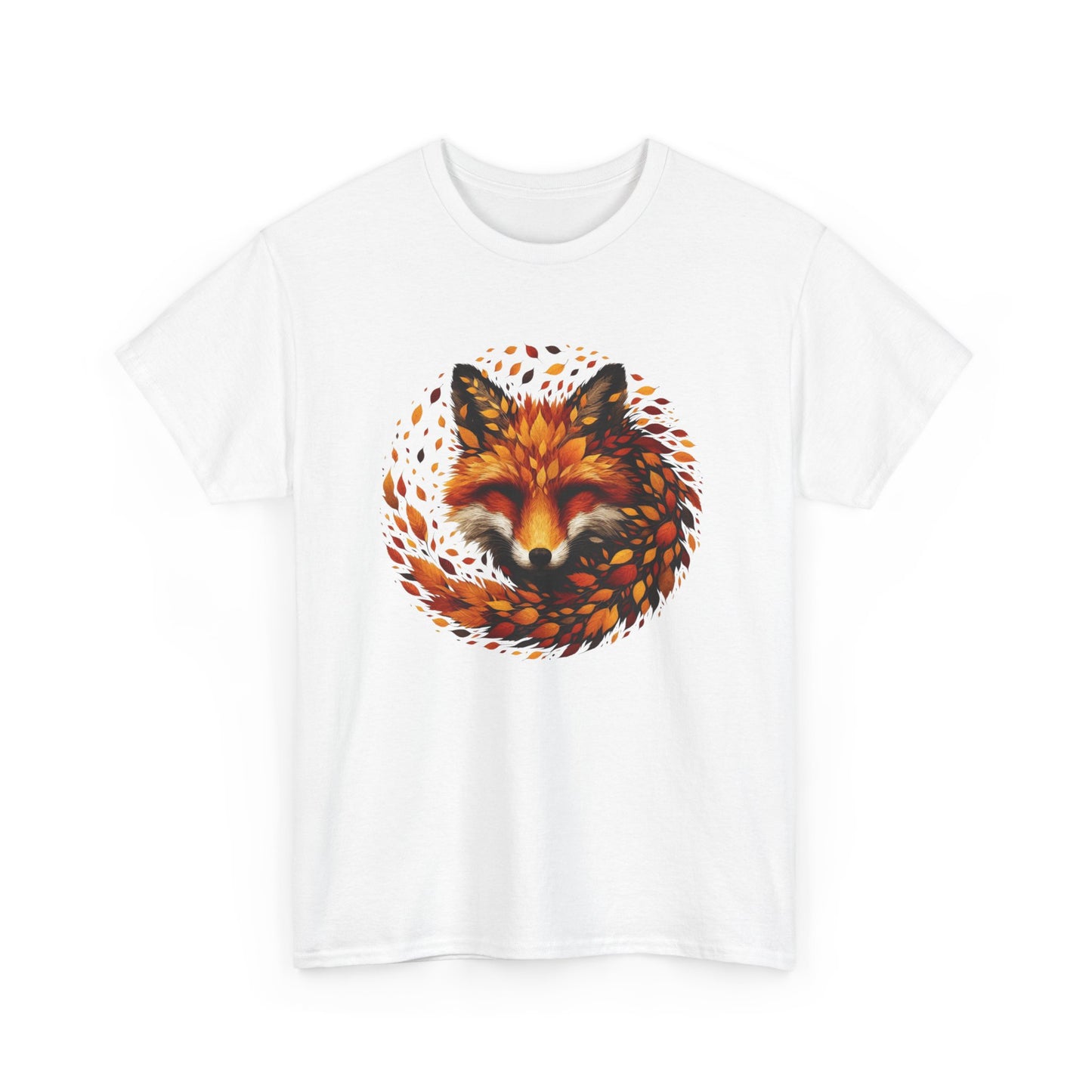 Fox Design Unisex Heavy Cotton Tee, Nature Lover Shirt, Animal Graphic Tee, Fall Apparel, Gift for Wilderness Enthusiasts