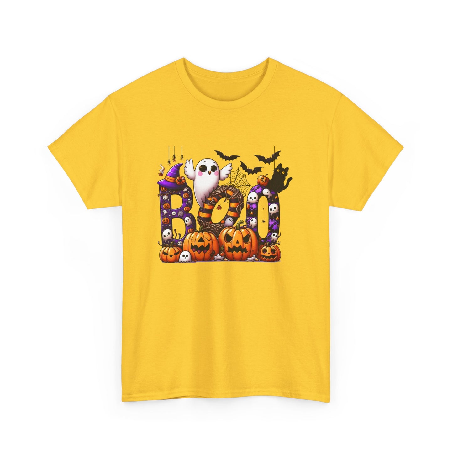 Halloween Boo Unisex Heavy Cotton Tee, Spooky T-Shirt, Fall Apparel, Halloween Costume Tee, Ghost Design Shirt, Pumpkin Graphic Tee