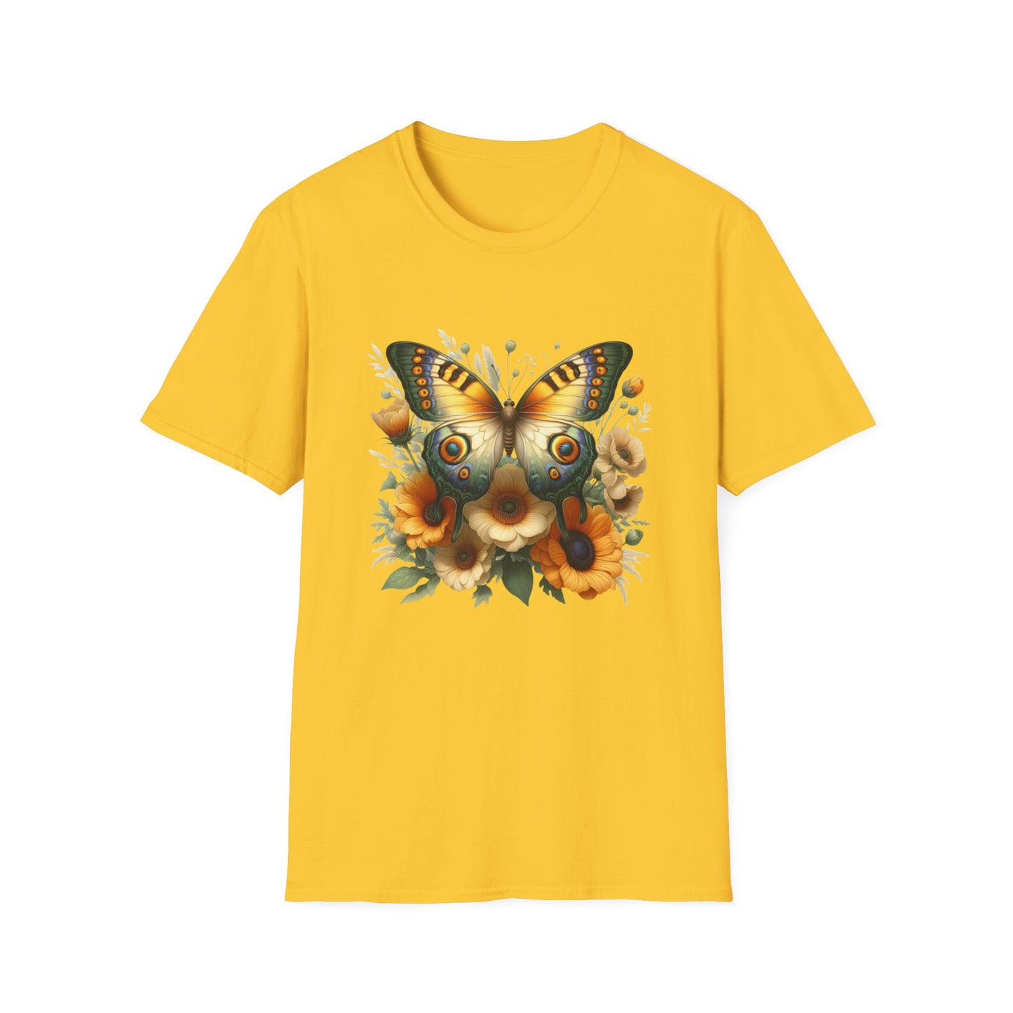Butterfly Floral Unisex T-Shirt, Nature Lover Shirt, Gift for Her, Summer Wear, Eco-Friendly Fashion