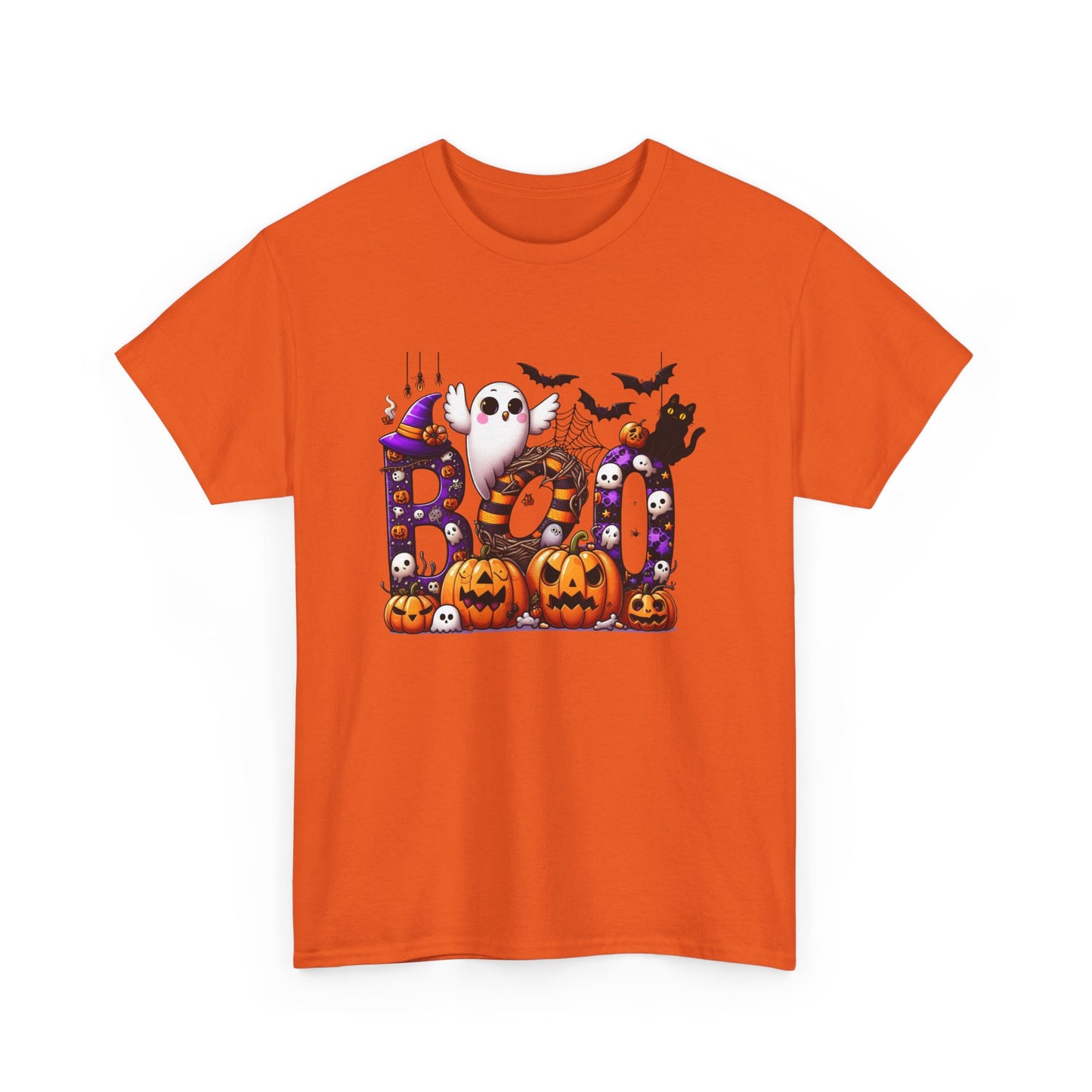 Halloween Boo Unisex Heavy Cotton Tee, Spooky T-Shirt, Fall Apparel, Halloween Costume Tee, Ghost Design Shirt, Pumpkin Graphic Tee