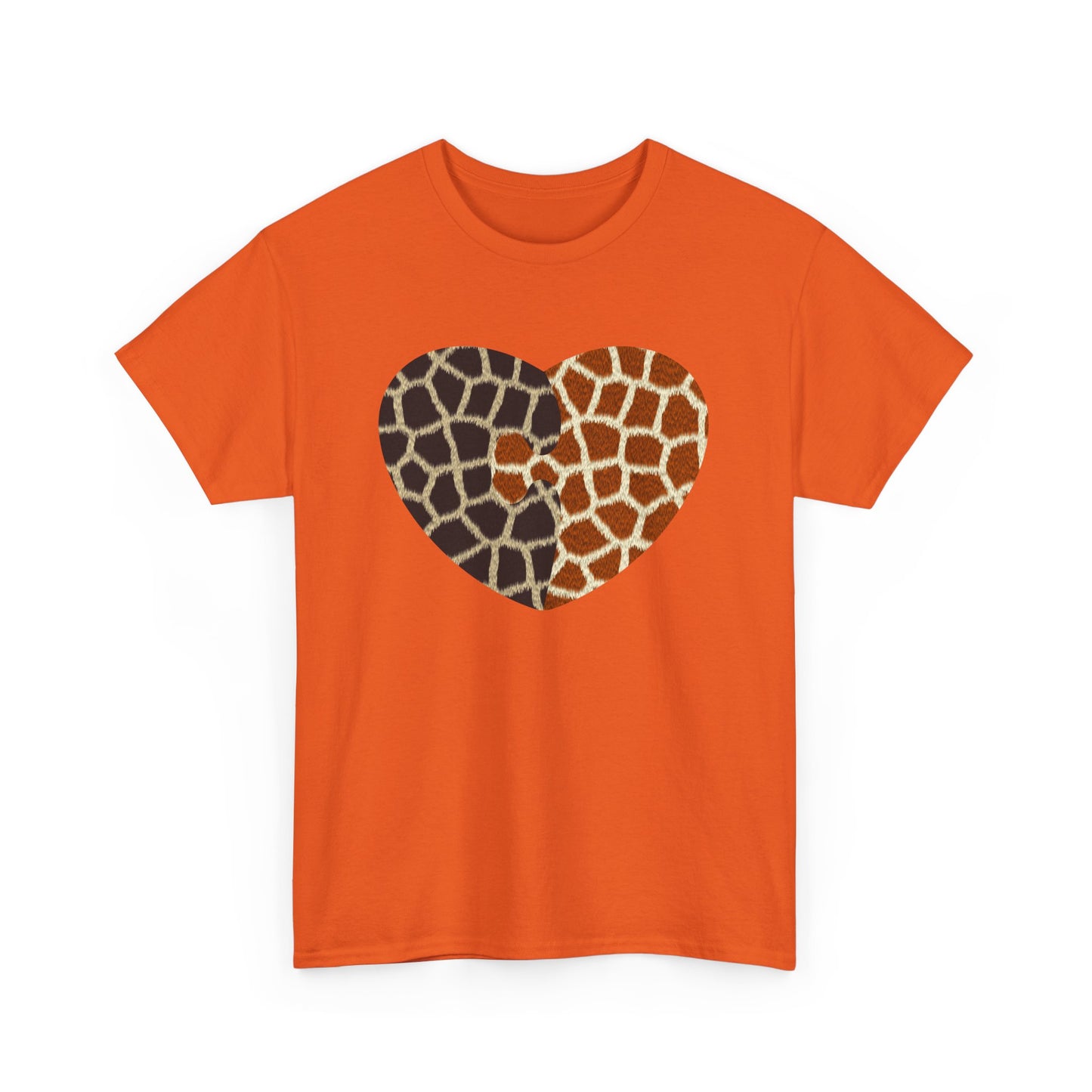 Giraffe Heart Art Tee for Animal Lovers, Casual Wear, Gift for Wildlife Enthusiasts, Unique T-Shirt for Any Occasion, Soft Heavy Cotton Tee