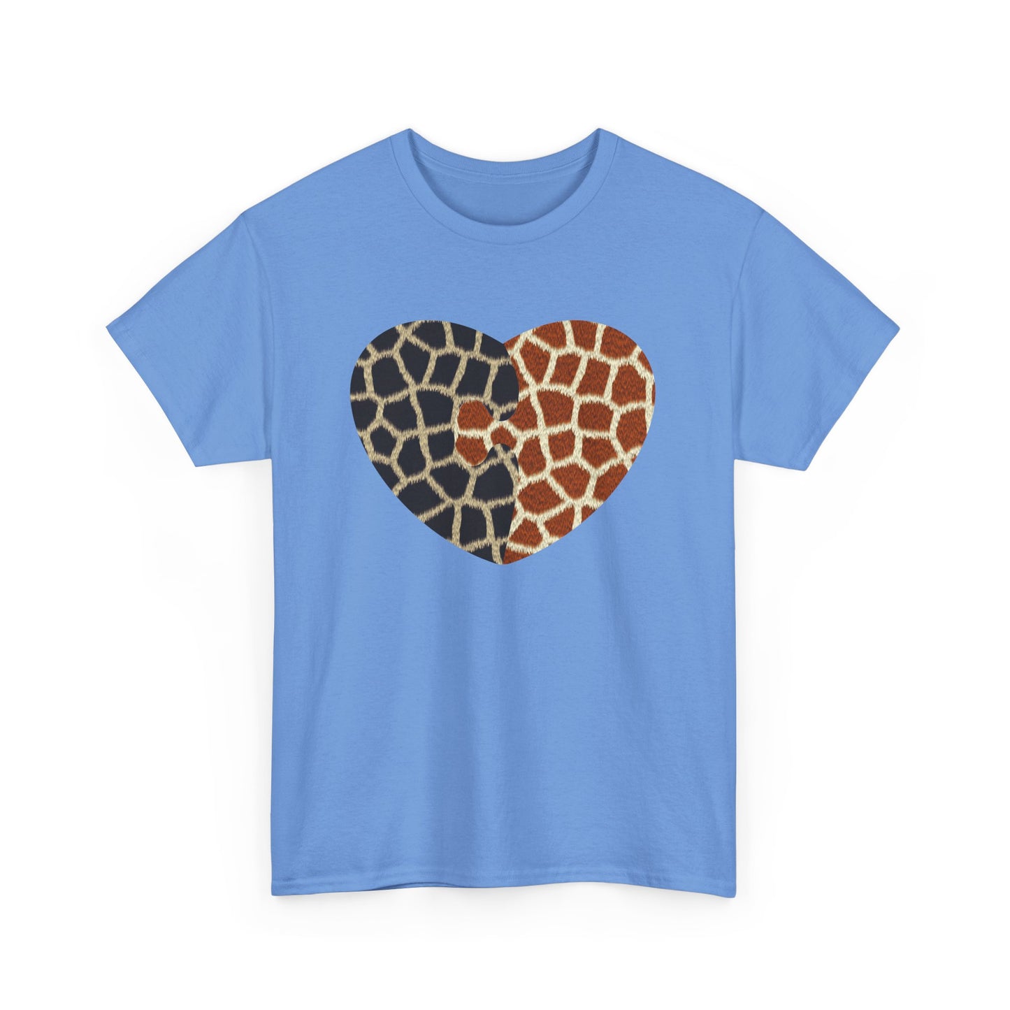 Giraffe Heart Art Tee for Animal Lovers, Casual Wear, Gift for Wildlife Enthusiasts, Unique T-Shirt for Any Occasion, Soft Heavy Cotton Tee