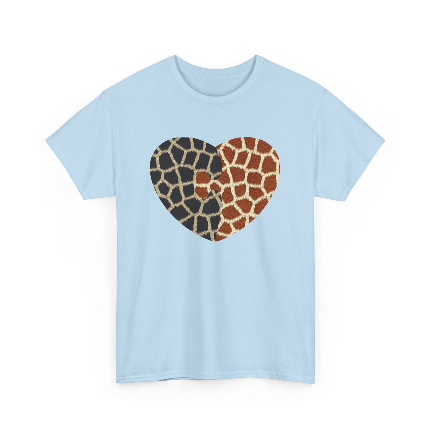 Giraffe Heart Art Tee for Animal Lovers, Casual Wear, Gift for Wildlife Enthusiasts, Unique T-Shirt for Any Occasion, Soft Heavy Cotton Tee