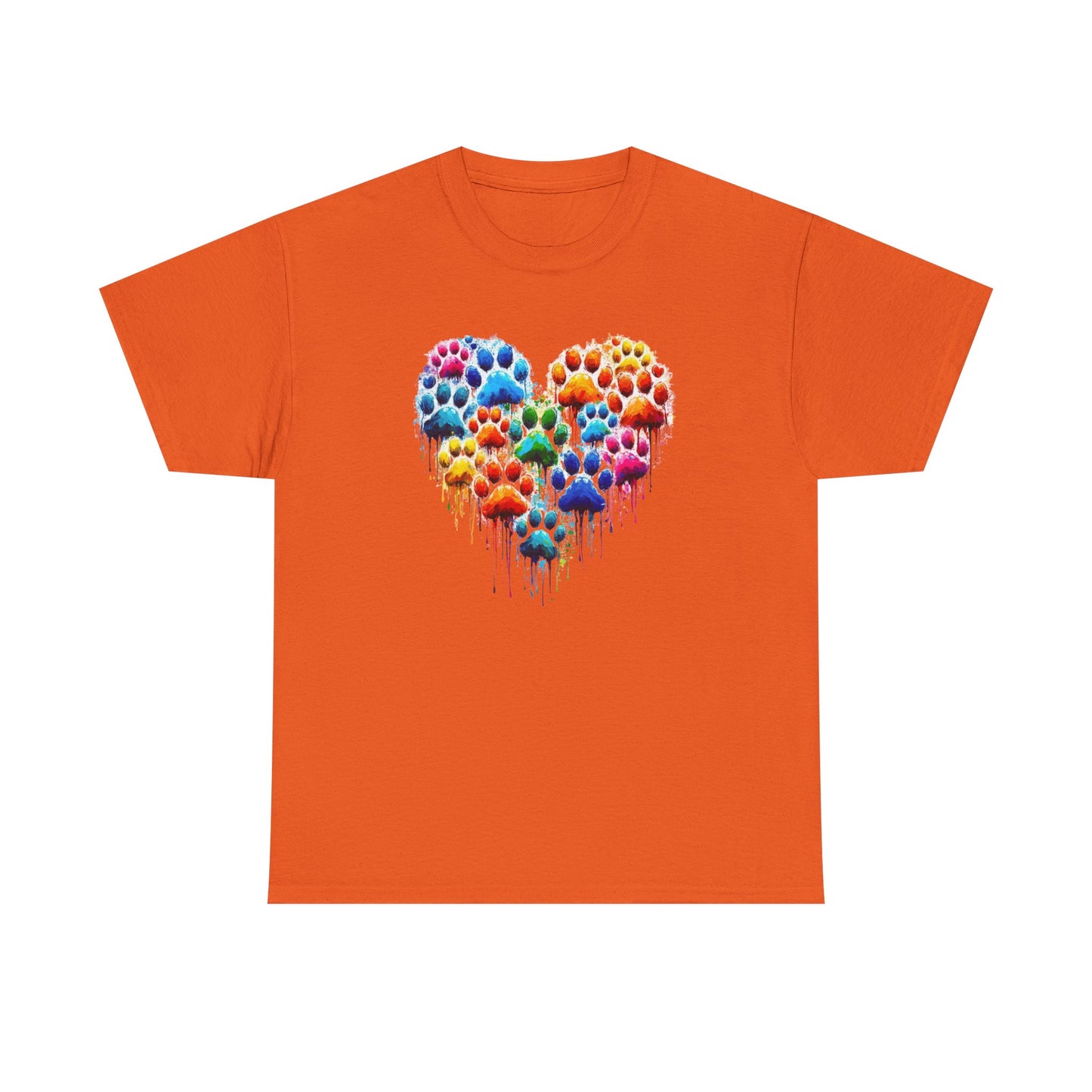 Colorful Paw Print Heart Tee - Animal Lover Gift, Pet Adoption Awareness, Casual Wear, Birthday Present, Nature Enthusiast Shirt