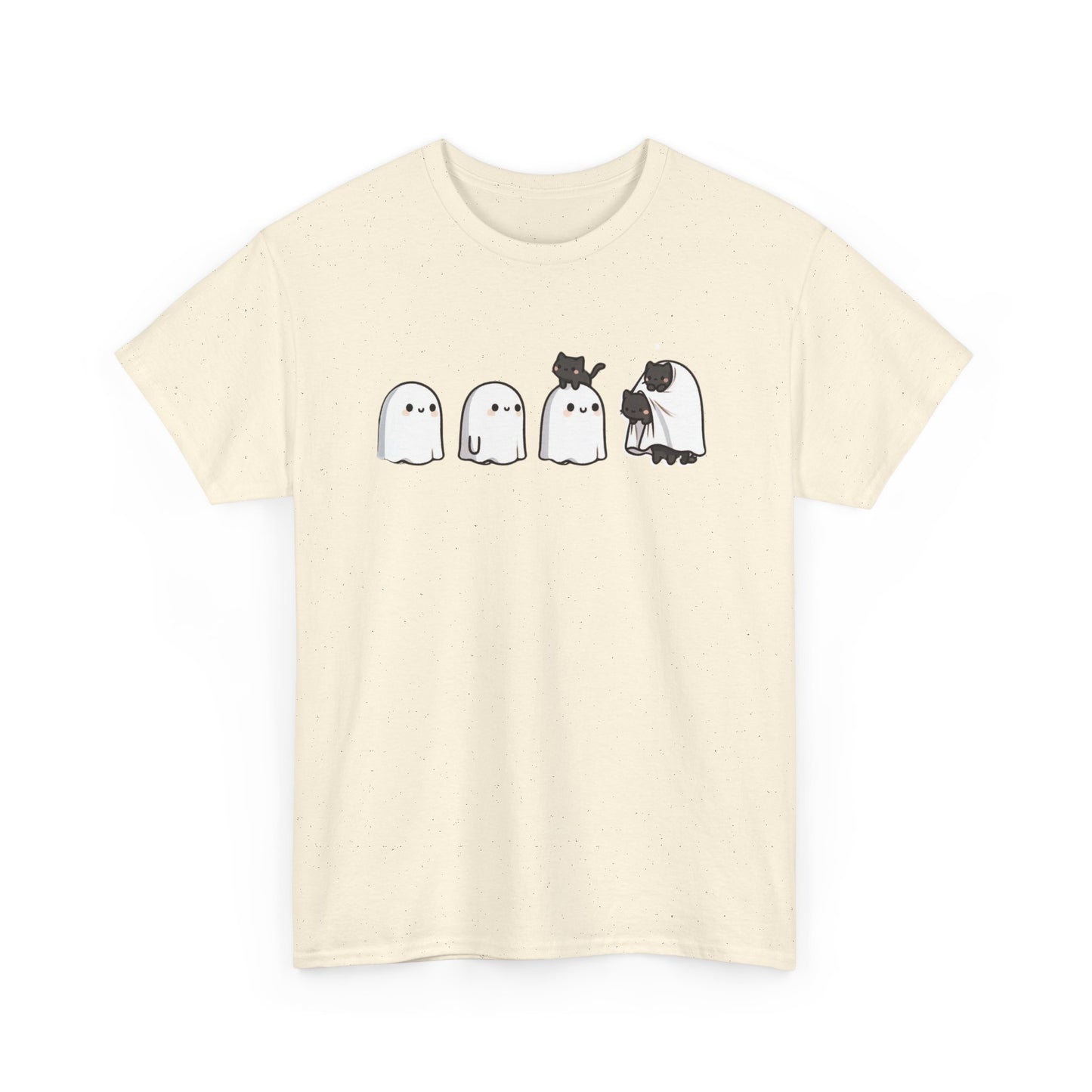Cute Ghosts Unisex Heavy Cotton Tee, Halloween Shirt, Casual Everyday Wear, Gift for Ghost Lovers, Spooky Tee