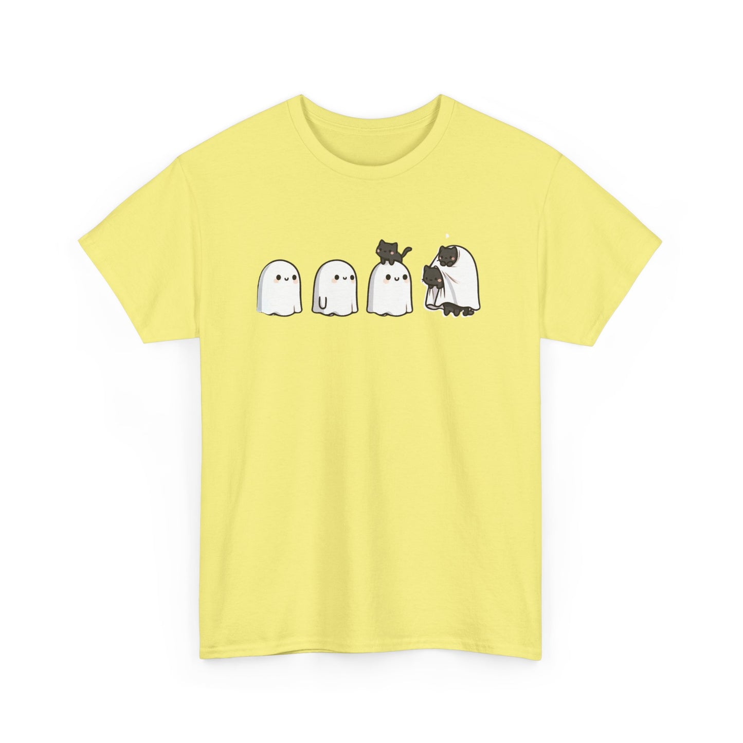 Cute Ghosts Unisex Heavy Cotton Tee, Halloween Shirt, Casual Everyday Wear, Gift for Ghost Lovers, Spooky Tee