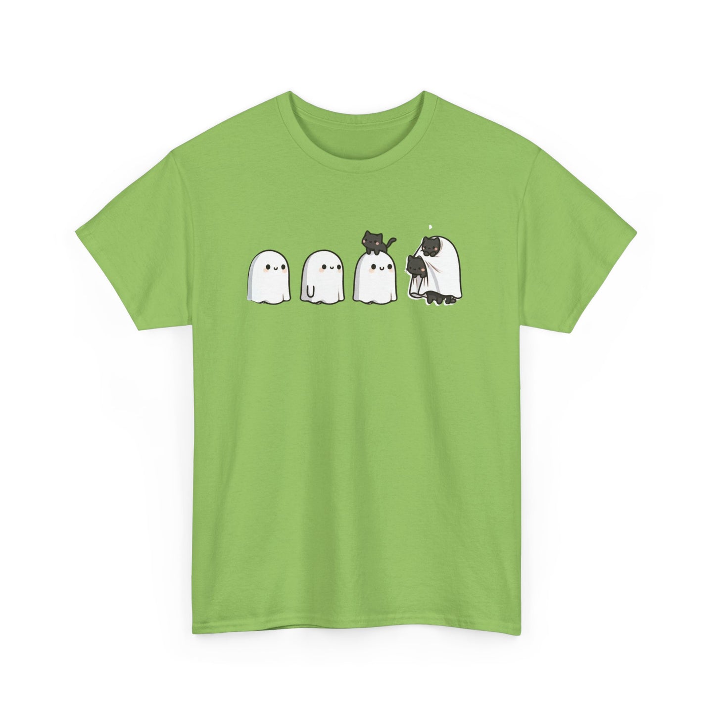 Cute Ghosts Unisex Heavy Cotton Tee, Halloween Shirt, Casual Everyday Wear, Gift for Ghost Lovers, Spooky Tee
