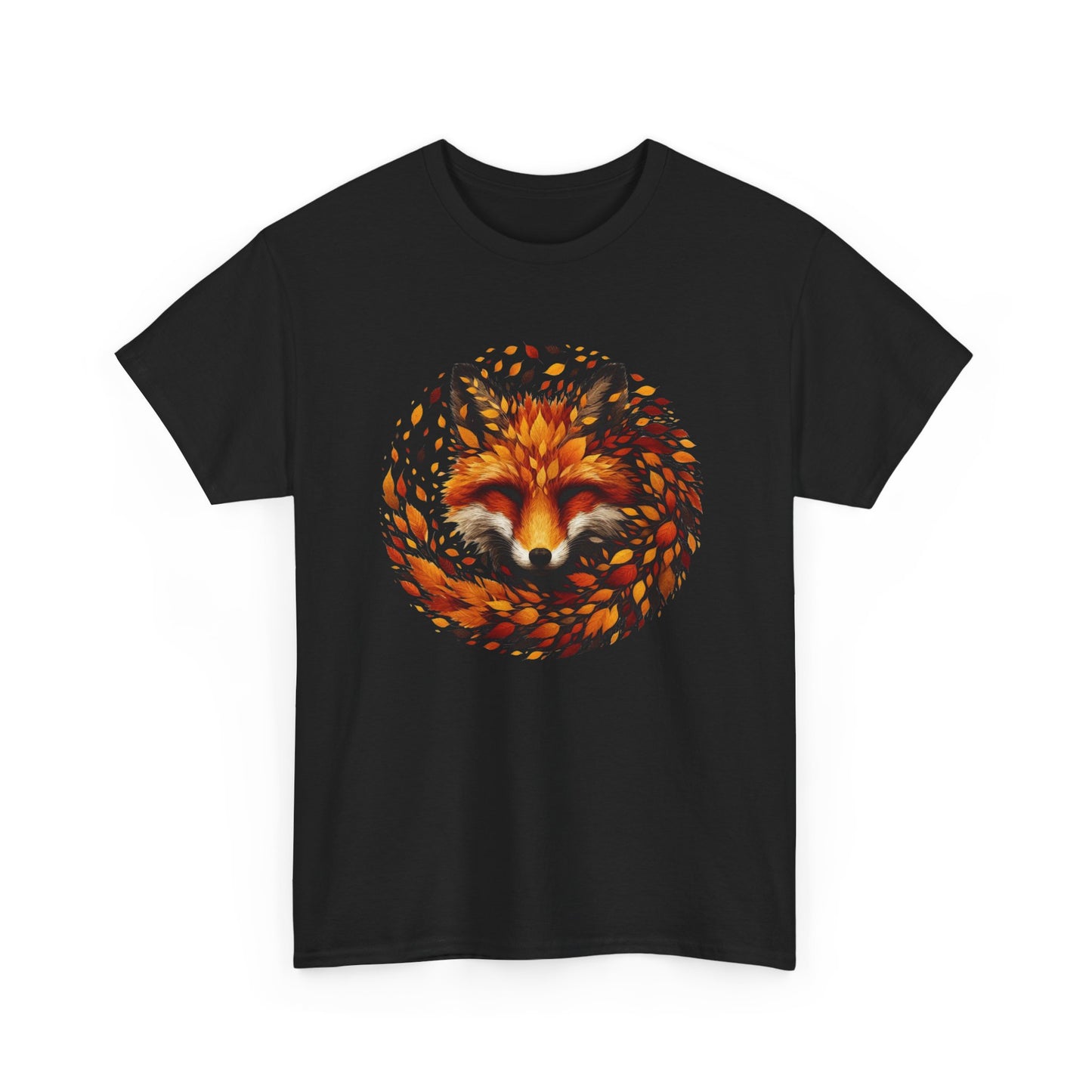 Fox Design Unisex Heavy Cotton Tee, Nature Lover Shirt, Animal Graphic Tee, Fall Apparel, Gift for Wilderness Enthusiasts