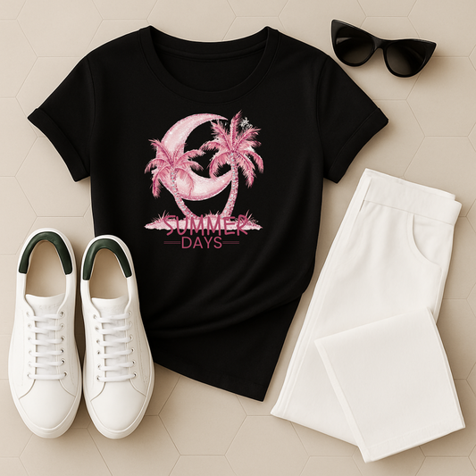 Summer Days Unisex Heavy Cotton Tee, Beach Vibes T-Shirt, Casual Wear, Gift for Him/Her, Summer Party Top, Vacation Shirt