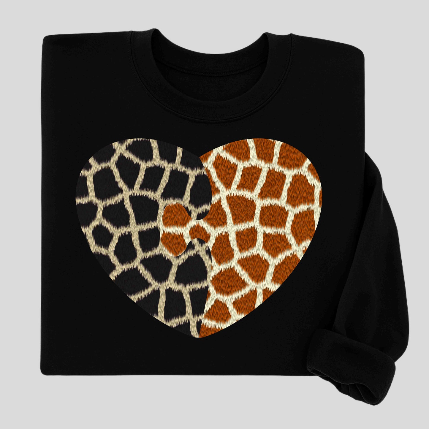 Giraffe Heart Art Tee for Animal Lovers, Casual Wear, Gift for Wildlife Enthusiasts, Unique T-Shirt for Any Occasion, Soft Heavy Cotton Tee