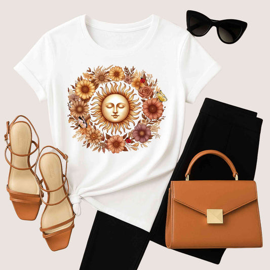 Sunflower Sun Graphic Tee | Vintage Floral Shirt, Casual Wear, Gift for Nature Lovers, Summer Fashion, Boho Style