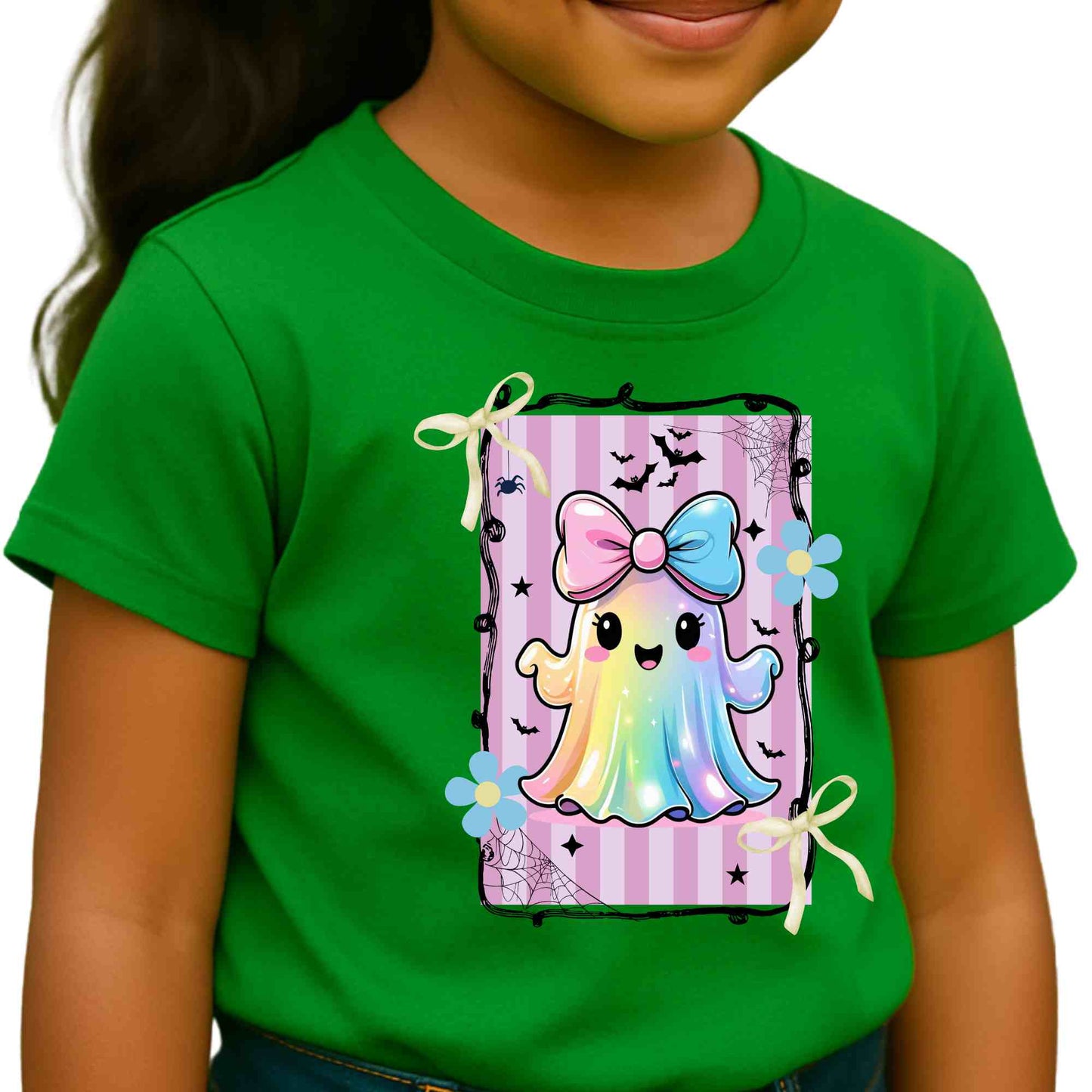 Adorable Rainbow Ghost Kids Tee, Cute T-Shirt, Fun Kids Clothing, Birthday Gift, Rainbow Tee, Kawaii Style