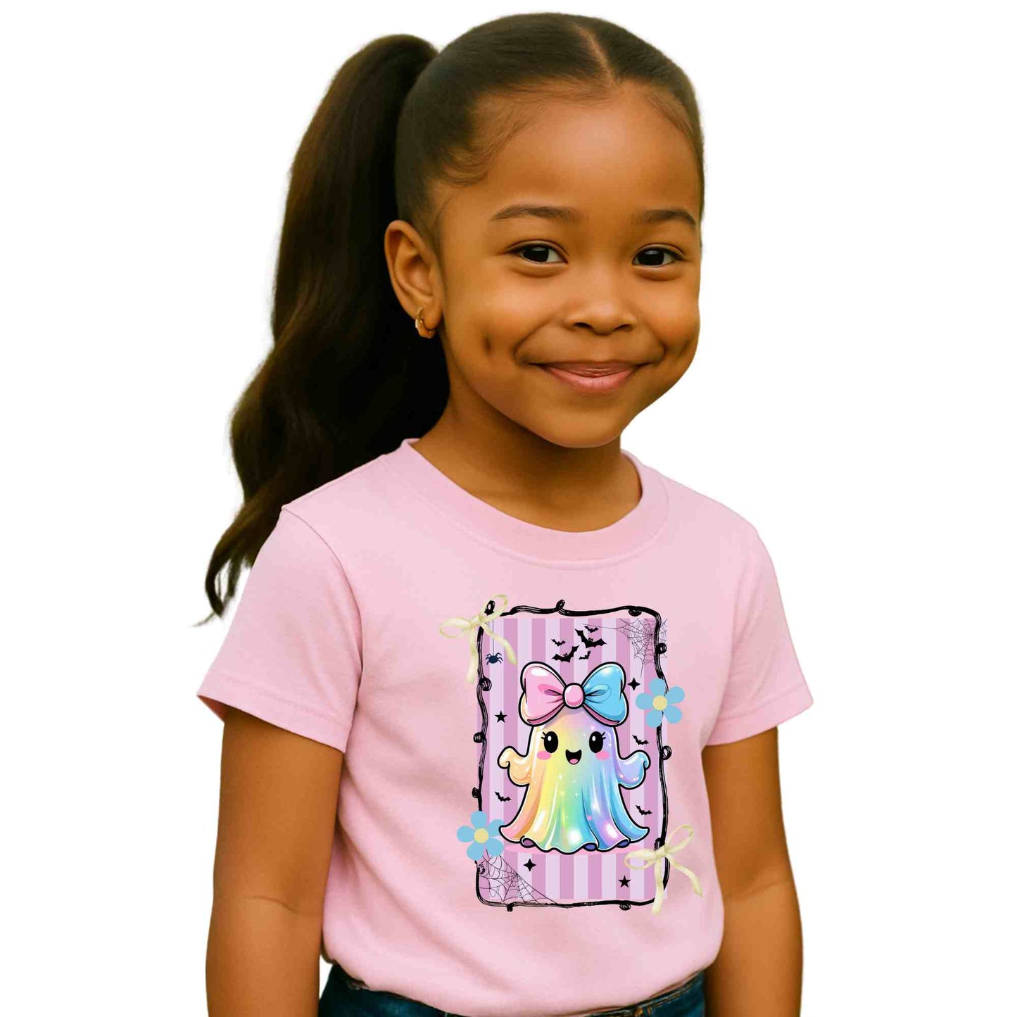 Adorable Rainbow Ghost Kids Tee, Cute T-Shirt, Fun Kids Clothing, Birthday Gift, Rainbow Tee, Kawaii Style