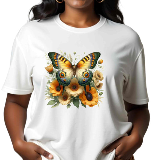 Butterfly Floral Unisex T-Shirt, Nature Lover Shirt, Gift for Her, Summer Wear, Eco-Friendly Fashion