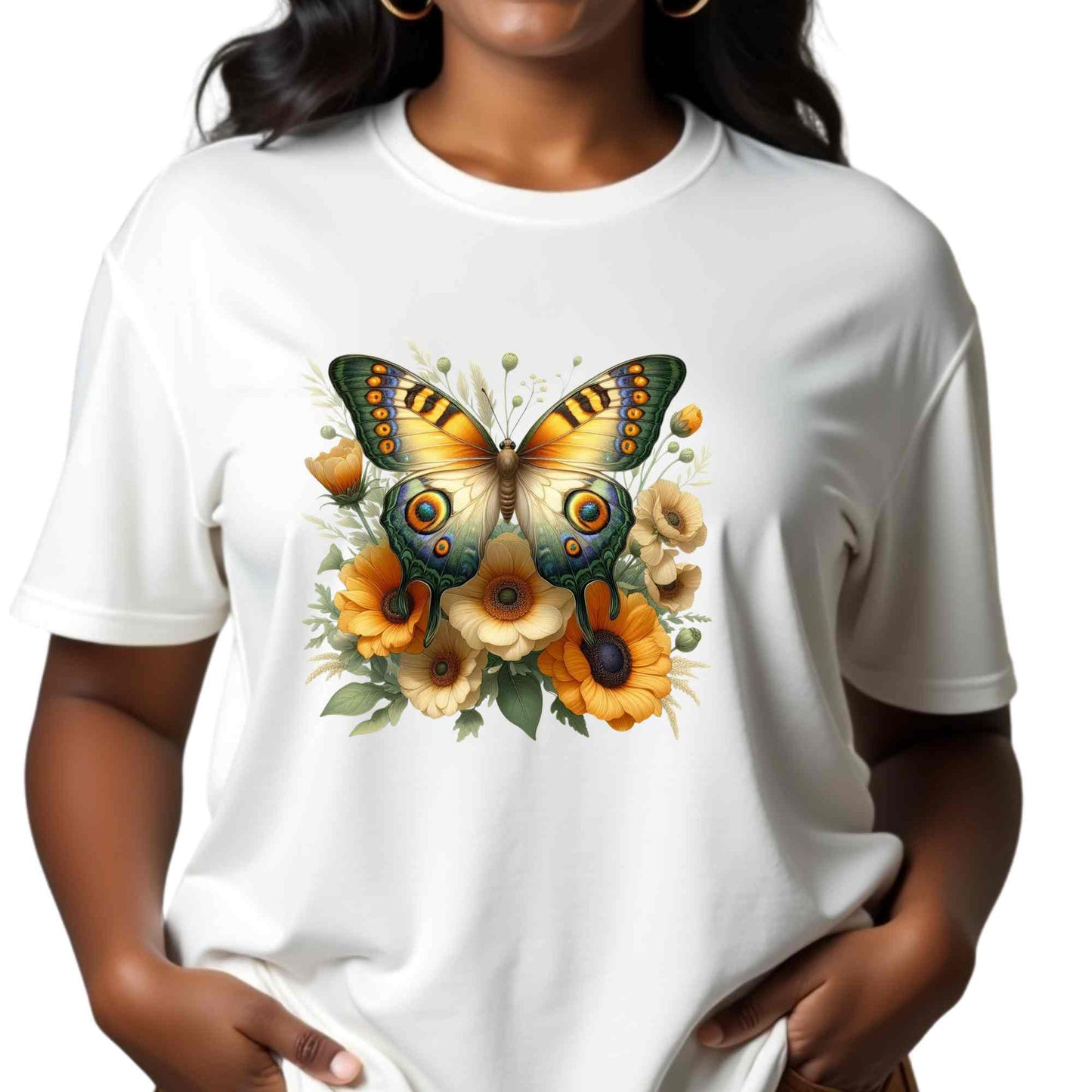 Butterfly Floral Unisex T-Shirt, Nature Lover Shirt, Gift for Her, Summer Wear, Eco-Friendly Fashion