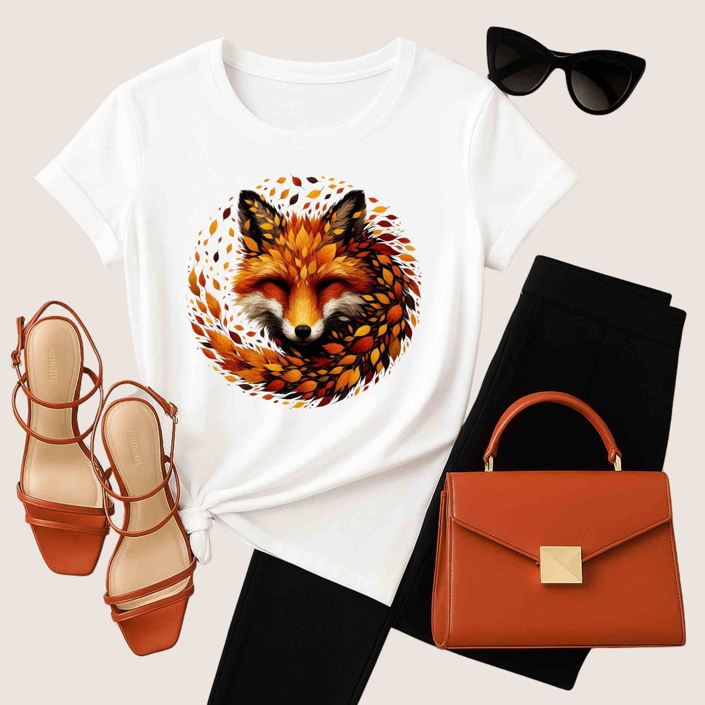 Fox Design Unisex Heavy Cotton Tee, Nature Lover Shirt, Animal Graphic Tee, Fall Apparel, Gift for Wilderness Enthusiasts