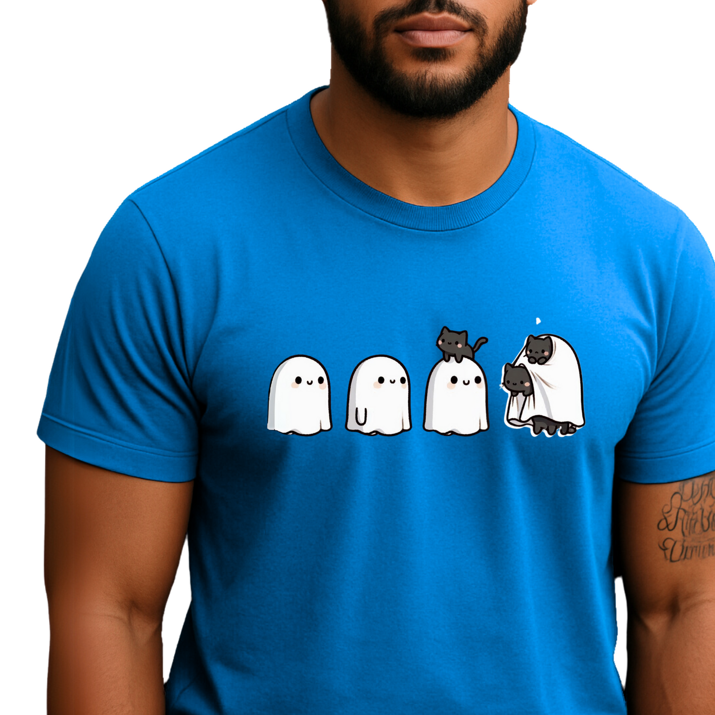 Cute Ghosts Unisex Heavy Cotton Tee, Halloween Shirt, Casual Everyday Wear, Gift for Ghost Lovers, Spooky Tee