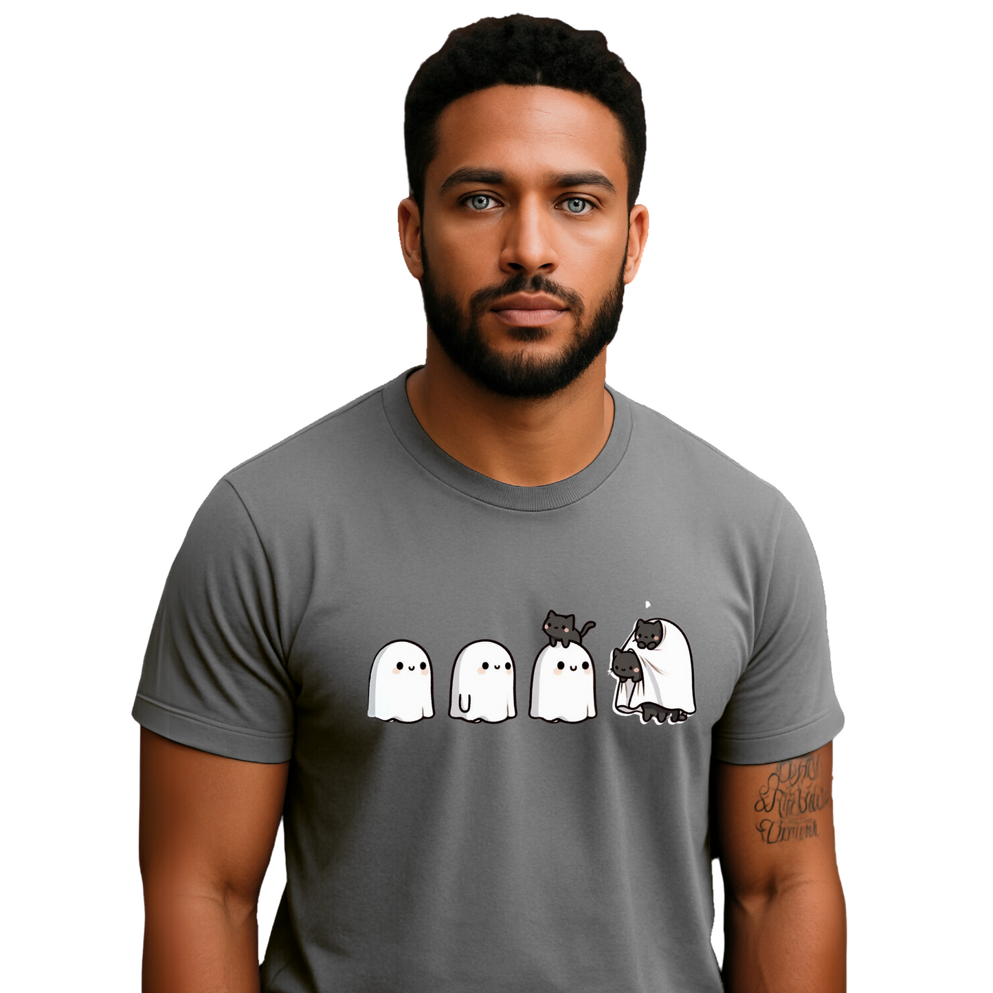 Cute Ghosts Unisex Heavy Cotton Tee, Halloween Shirt, Casual Everyday Wear, Gift for Ghost Lovers, Spooky Tee