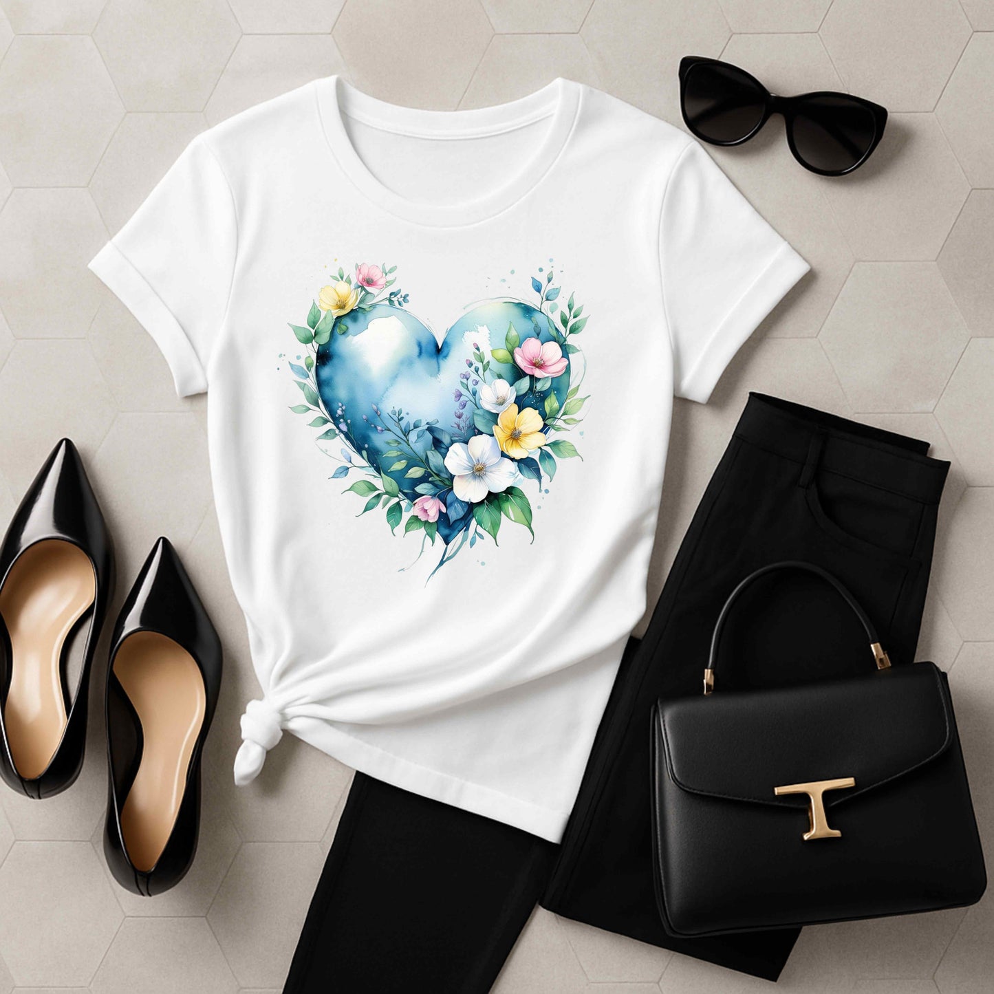 Floral Heart Unisex Tee | Botanical Graphic Tee, Gift for Her, Spring Fashion, Love Shirt, Casual Wear