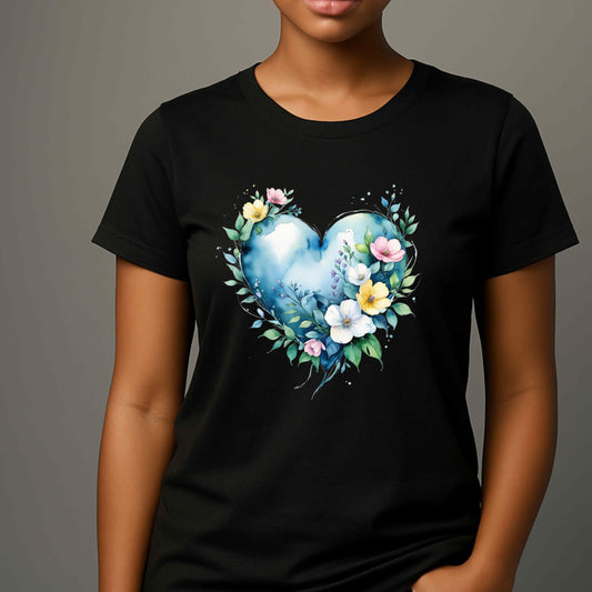 Floral Heart Unisex Tee | Botanical Graphic Tee, Gift for Her, Spring Fashion, Love Shirt, Casual Wear