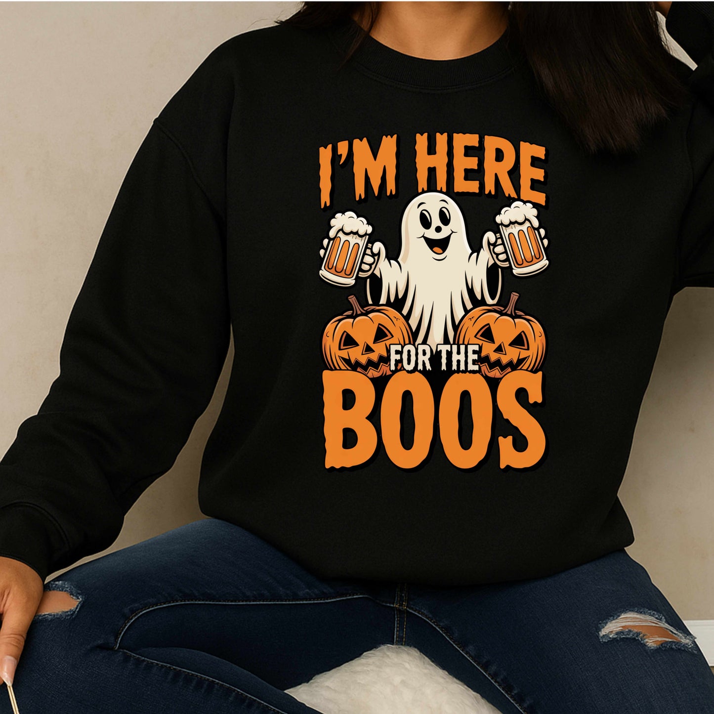 Halloween Unisex Long Sleeve Tee - I'm Here for the Boos